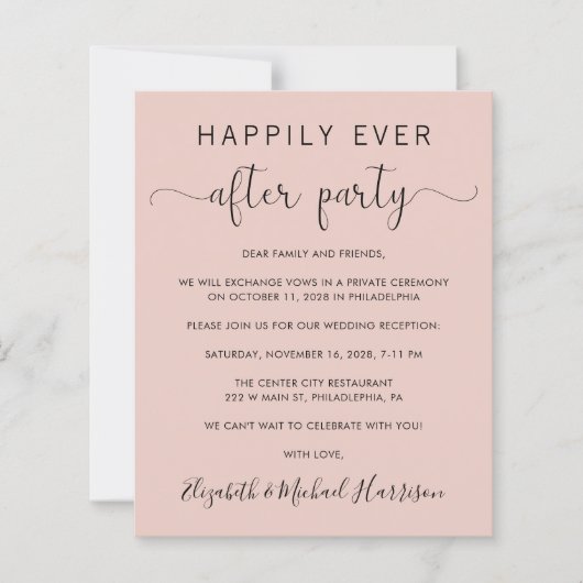 Papier Budget QR Code Blush Mariage Réception Invitation (Devant)