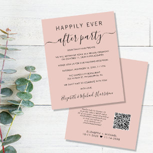 Papier Budget QR Code Blush Wedding ReceptIon Invitation