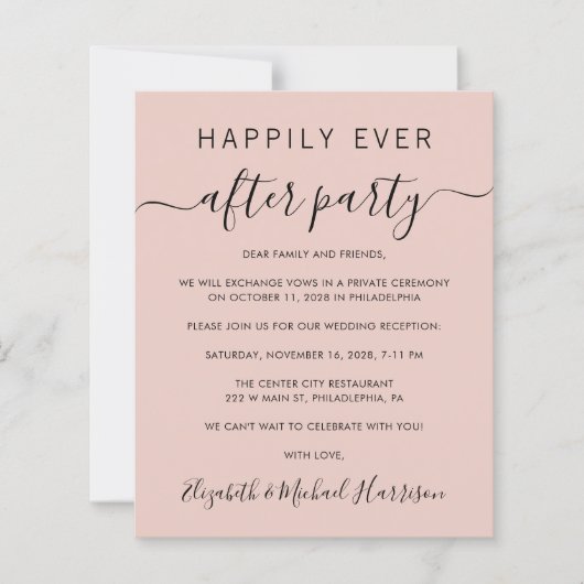 Papier Budget QR Code Blush Wedding ReceptIon Invitation (Devant)