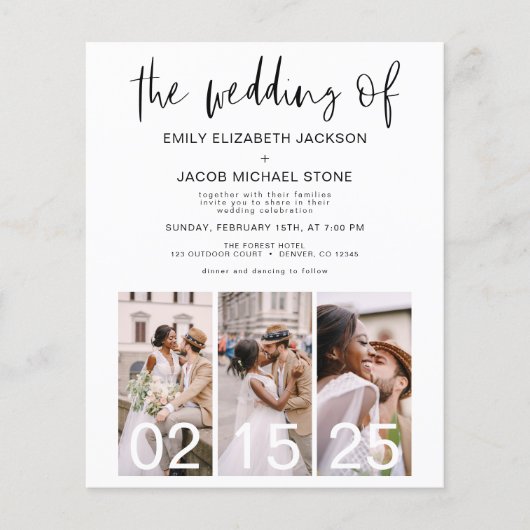 Papier Budget QR Code Calligraphie Faire-part de mariage (Devant)