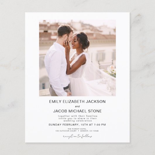 Papier Budget QR Code Calligraphie Faire-part de mariage (Devant)