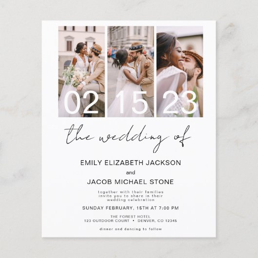 Papier Budget QR Code Calligraphie Faire-part de mariage (Devant)