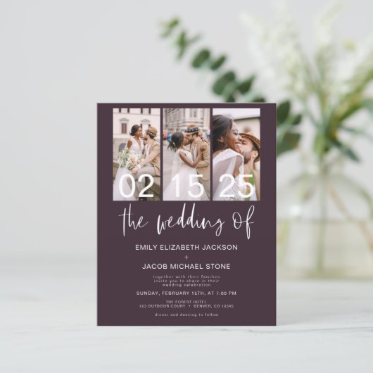 Papier Budget QR Code Calligraphie Faire-part de mariage (Debout devant)
