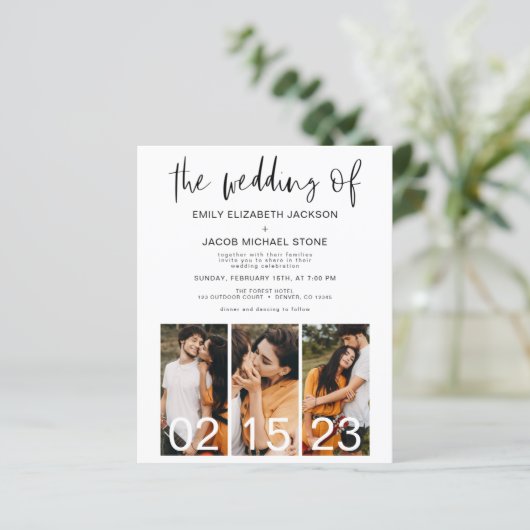 Papier Budget QR Code Calligraphie Faire-part de mariage (Debout devant)