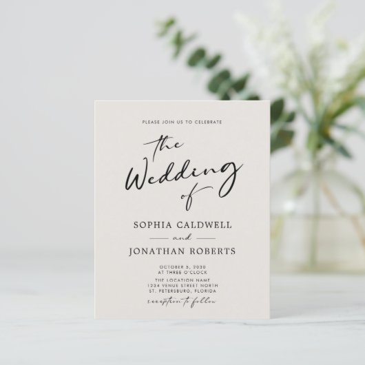 Papier Budget QR Code Calligraphy Eggshell Mariage Invita (Debout devant)