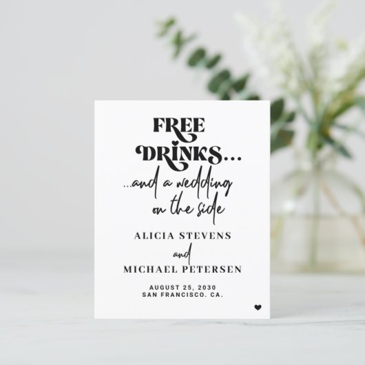 Papier Budget QR code casual wedding save the date card (Debout devant)