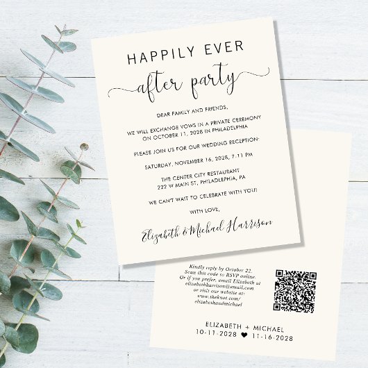 Papier Budget QR Code Cream Mariage Réception Invitation