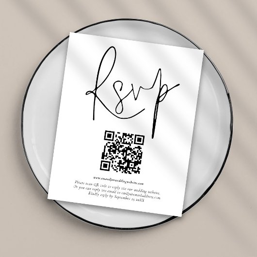 Papier Budget QR Code de mariage de script RSVP