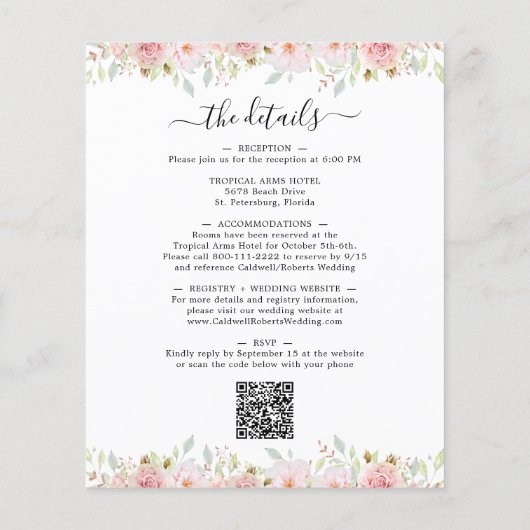 Papier Budget QR Code Détails Roses roses roses Pink Mari (Dos)