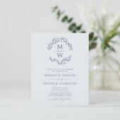Papier Budget QR Code Dusty Blue Monogram Mariage Invitat (Debout devant)