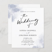 Papier Budget QR Code Dusty Blue Watercolor Mariage (Devant / Derrière)