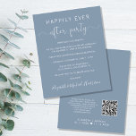 Papier Budget QR Code Dusty Blue Wedding Invitation de ré<br><div class="desc">Élégant hébergement bleu poussiéreux à petit prix ou faire-part de mariage privé et réception de mariage ou invitation de fête. L'avant présente "Happily Ever After Party" dans un mélange de typographie blanche simple et d'un script blanc élégant avec des swashes; personnalisez votre faire-part et invitation et ajoutez vos noms dans...</div>