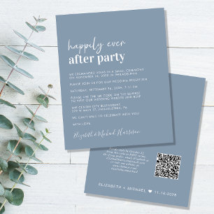 Papier Budget QR Code Dusty Blue Wedding Invitation de ré