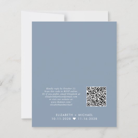 Papier Budget QR Code Dusty Blue Wedding Invitation de ré (Dos)