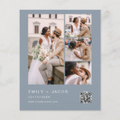 Papier Budget QR Code Dusty Faire-part de mariage bleu (Devant)