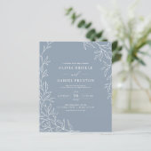 Papier Budget QR Code Dusty Faire-part de mariage bleu (Debout devant)
