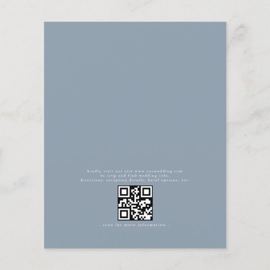 Papier Budget QR Code Dusty Faire-part de mariage bleu (Dos)