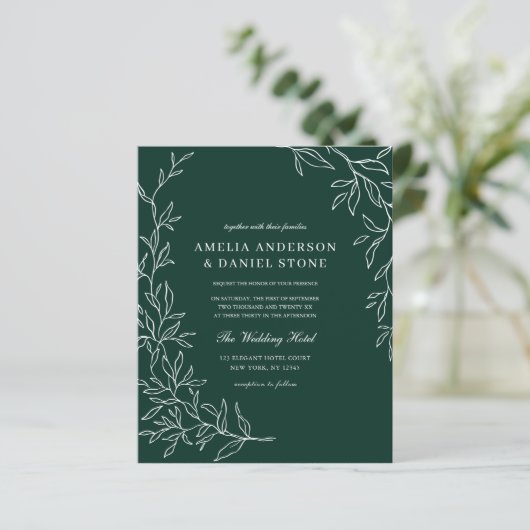 Papier Budget QR Code Emerald Faire-part de mariage vert (Debout devant)