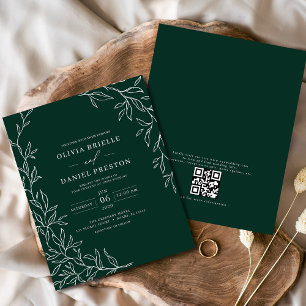 Papier Budget QR Code Emerald Faire-part de mariage vert