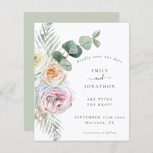 Papier Budget QR code Eucalyptus Floral Mariage Date de s (Devant / Derrière)