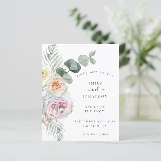 Papier Budget QR code Eucalyptus Floral Mariage Date de s (Debout devant)