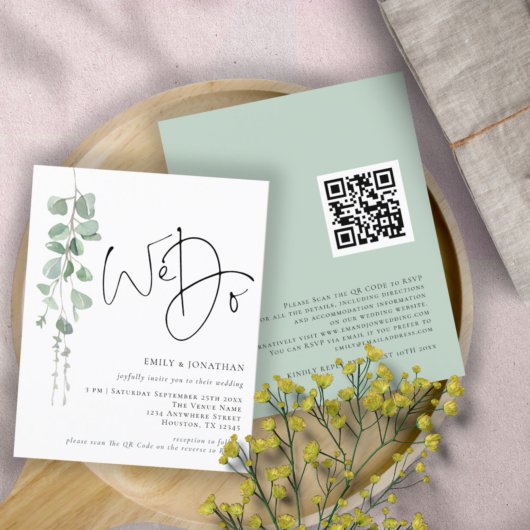 Papier Budget QR Code Eucalyptus Nous faisons Faire-part