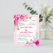 Papier BUDGET QR code fleurs roses faire-part de mariage (Debout devant)