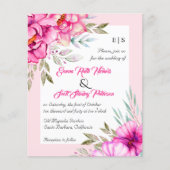 Papier BUDGET QR code fleurs roses faire-part de mariage (Devant)