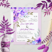 Papier BUDGET QR code fleurs violettes faire-part de mari