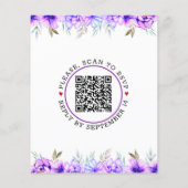Papier BUDGET QR code fleurs violettes faire-part de mari (Dos)