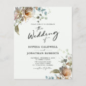 Papier Budget QR Code Floral Calligraphie Mariage Invitat (Devant)