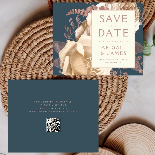 Papier Budget QR Code Floral Mariage Turquoise Enregistre