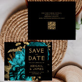 Papier Budget QR Code Floral Mariage Turquoise Enregistre