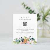 Papier Budget QR CODE florale élégante invitation RSVP (Debout devant)