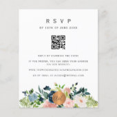 Papier Budget QR CODE florale élégante invitation RSVP (Devant)