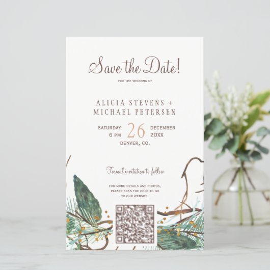 Papier Budget QR code forêt PHOTO mariage enregistrer la  (Debout devant)