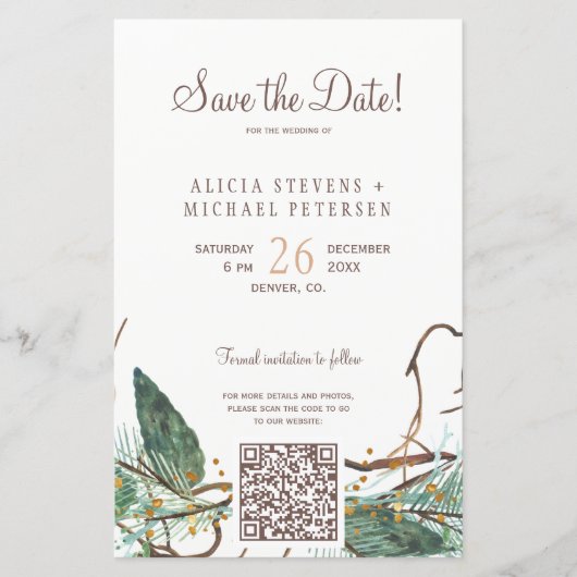 Papier Budget QR code forêt PHOTO mariage enregistrer la  (Devant)