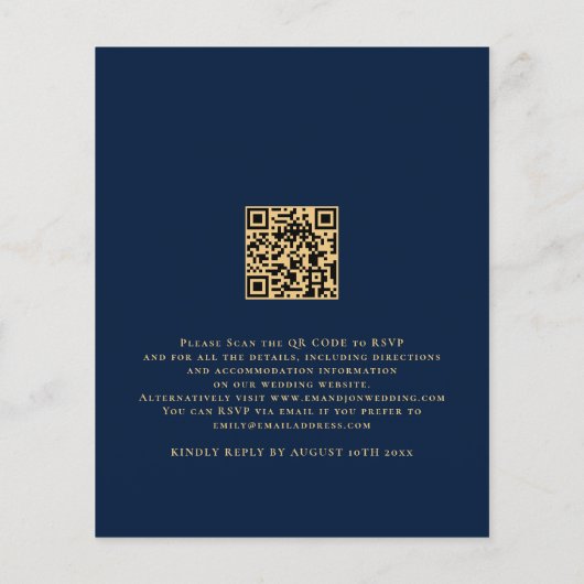 Papier Budget QR Code Gold Marine Faire-part de mariage (Dos)