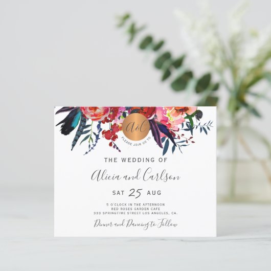 Papier Budget QR CODE invitation de mariage rustique et é (Debout devant)