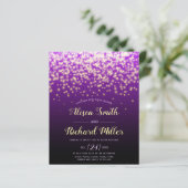 Papier BUDGET QR code Lights violet faire-part de mariage (Debout devant)