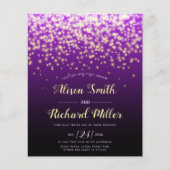 Papier BUDGET QR code Lights violet faire-part de mariage (Devant)