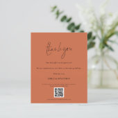 Papier Budget QR Code Mariage Photo Terracotta Merci (Debout devant)