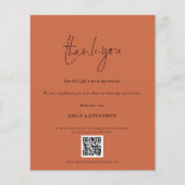 Papier Budget QR Code Mariage Photo Terracotta Merci (Devant)
