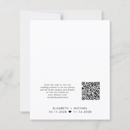 Papier Budget QR Code Mariage Réception Enregistrer la da (Dos)