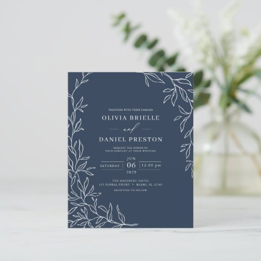 Papier Budget QR Code Marine Faire-part de mariage bleu m (Debout devant)