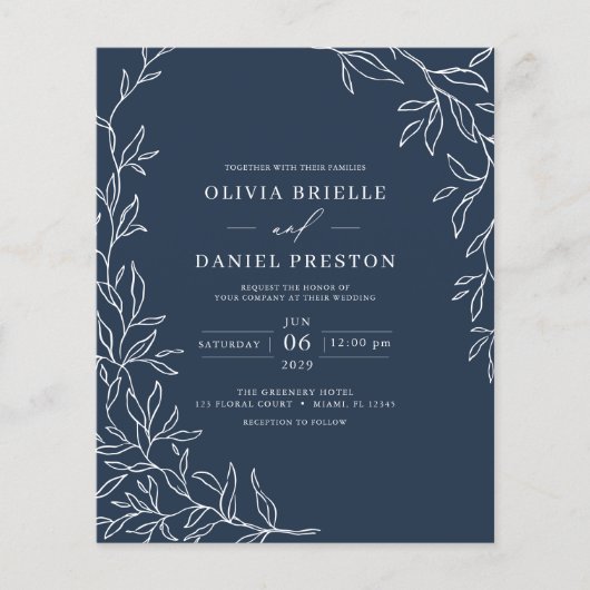 Papier Budget QR Code Marine Faire-part de mariage bleu m (Devant)