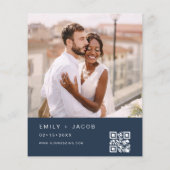 Papier Budget QR Code Marine Faire-part de mariage bleu m (Dos)