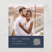 Papier Budget QR Code Marine Faire-part de mariage bleu m (Dos)