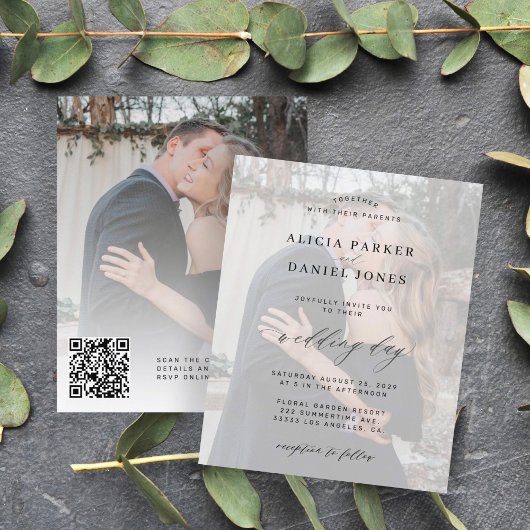 Papier Budget QR CODE moderne photo faire-part de mariage