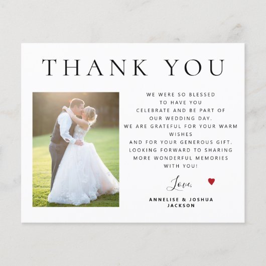 Papier Budget QR CODE moderne photo mariage merci (Devant)